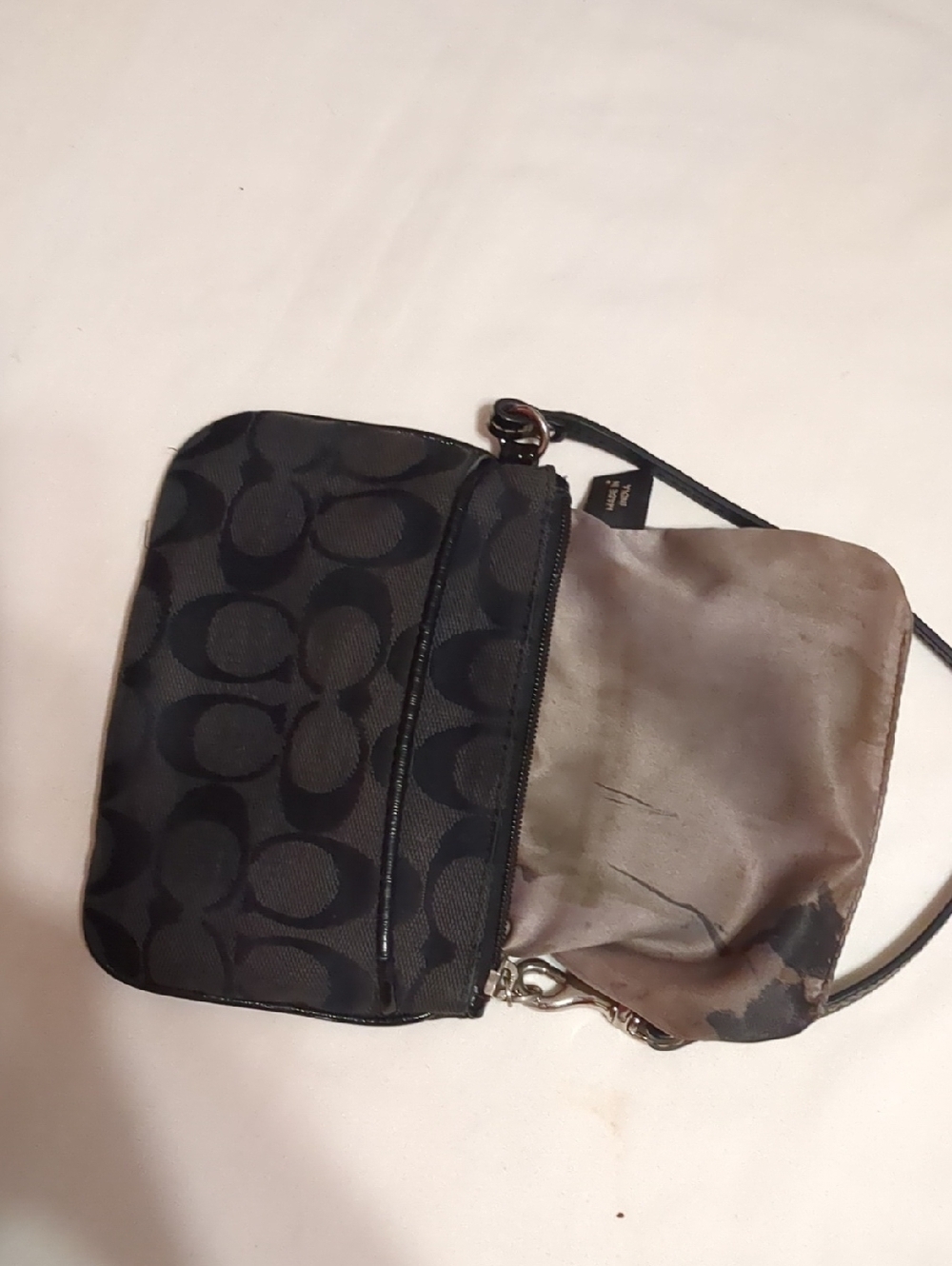 Coach Small Black Signature Canvas Wristlet - Picture 7 of 12